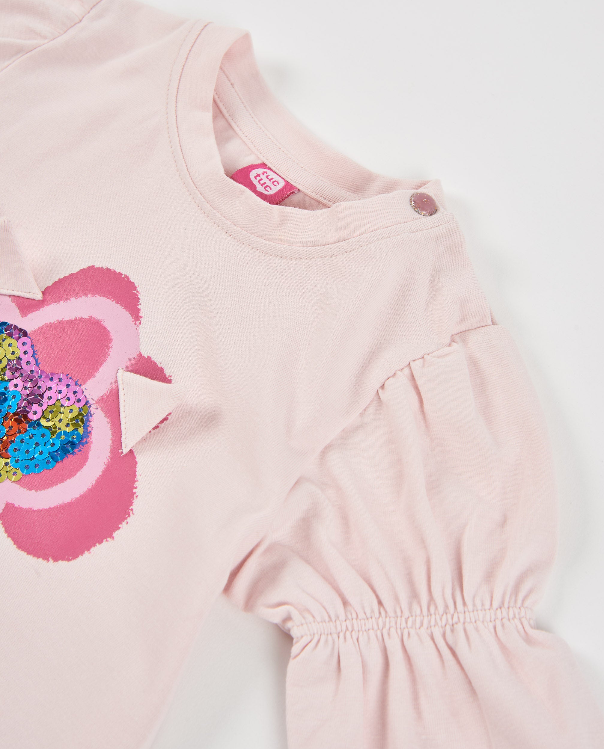 Tuc Tuc Maglia Bimba Cuore Paillettes Rosa Chiaro