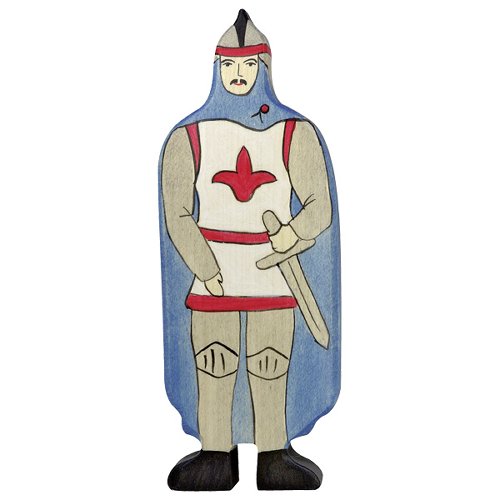Holztiger Cavaliere mantello blu figura legno