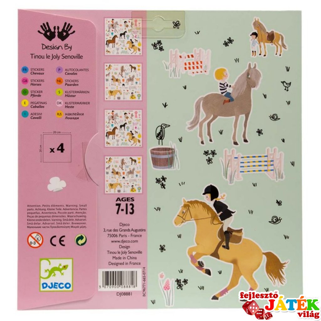 Djeco Maneggio cartella 160 adesivi FSC 20x20 cm
