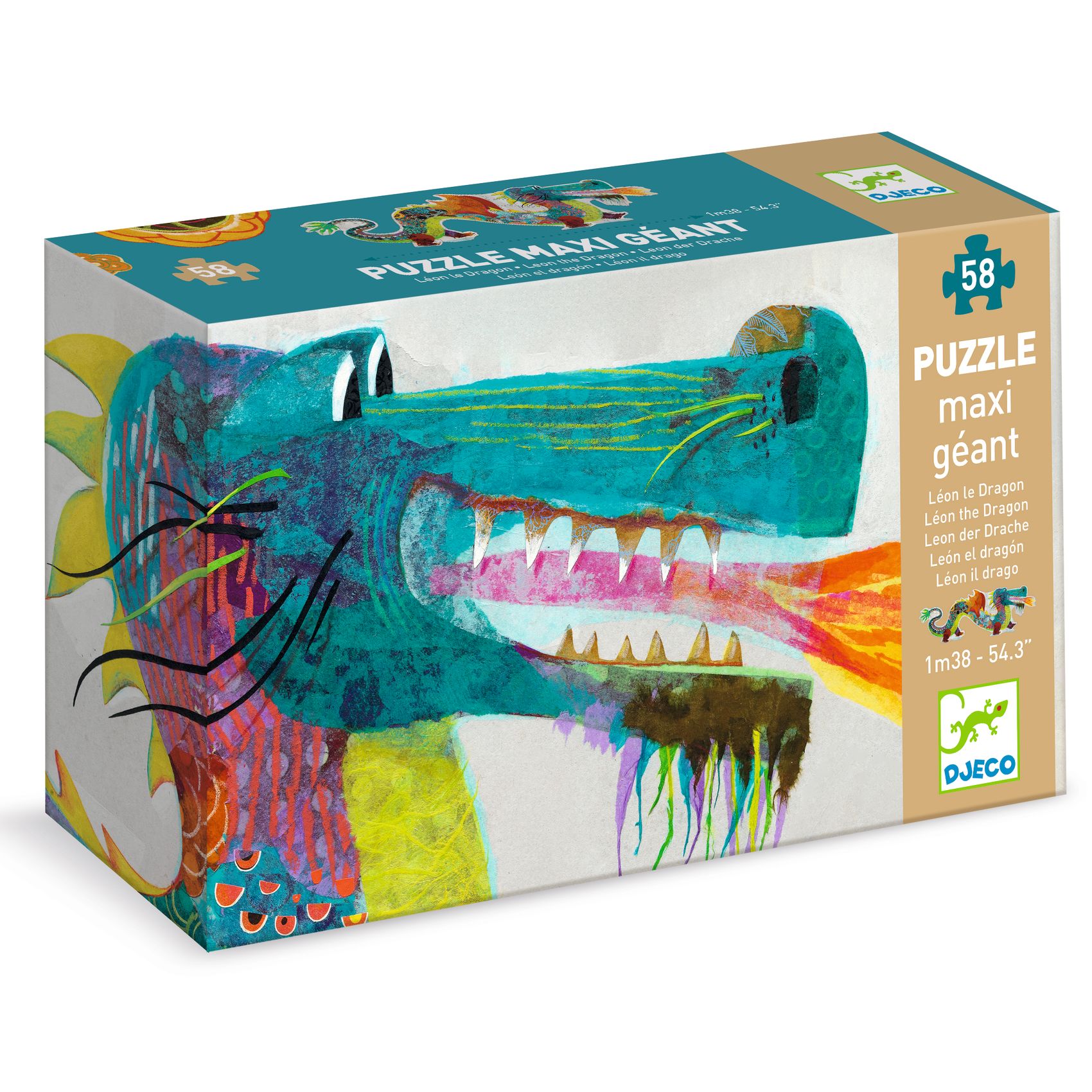 Djeco Leon the Dragon puzzle gigante 58 pezzi parata XXL