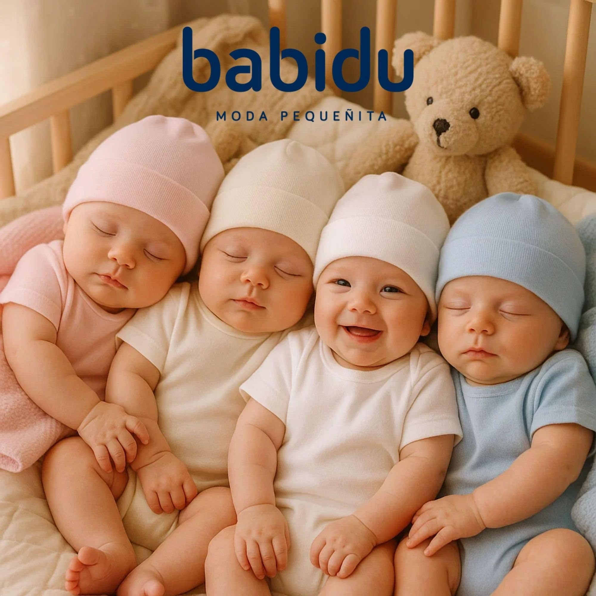 Babidu cappellino neonato cotone bianco ipoallergenico