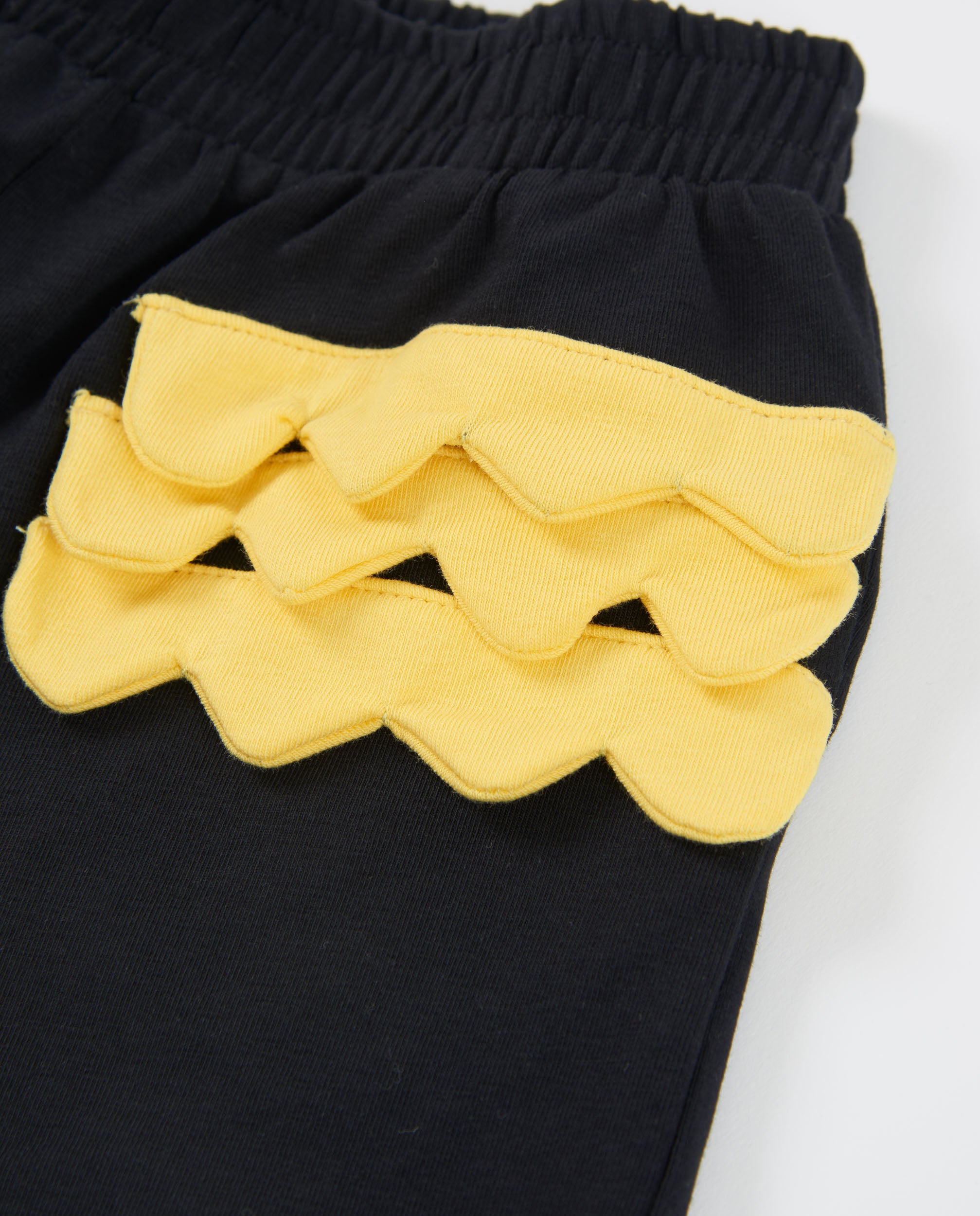 Tuc tuc shorts bambina neri jersey dettaglio giallo