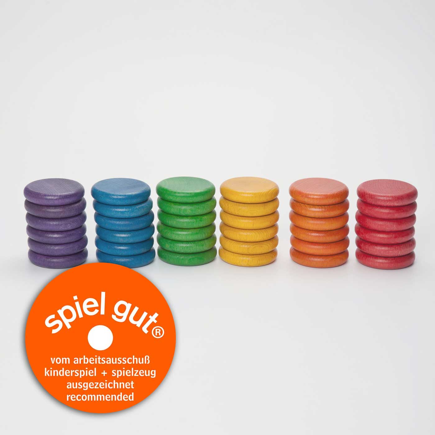 Grapat 18 monete arcobaleno loose parts legno
