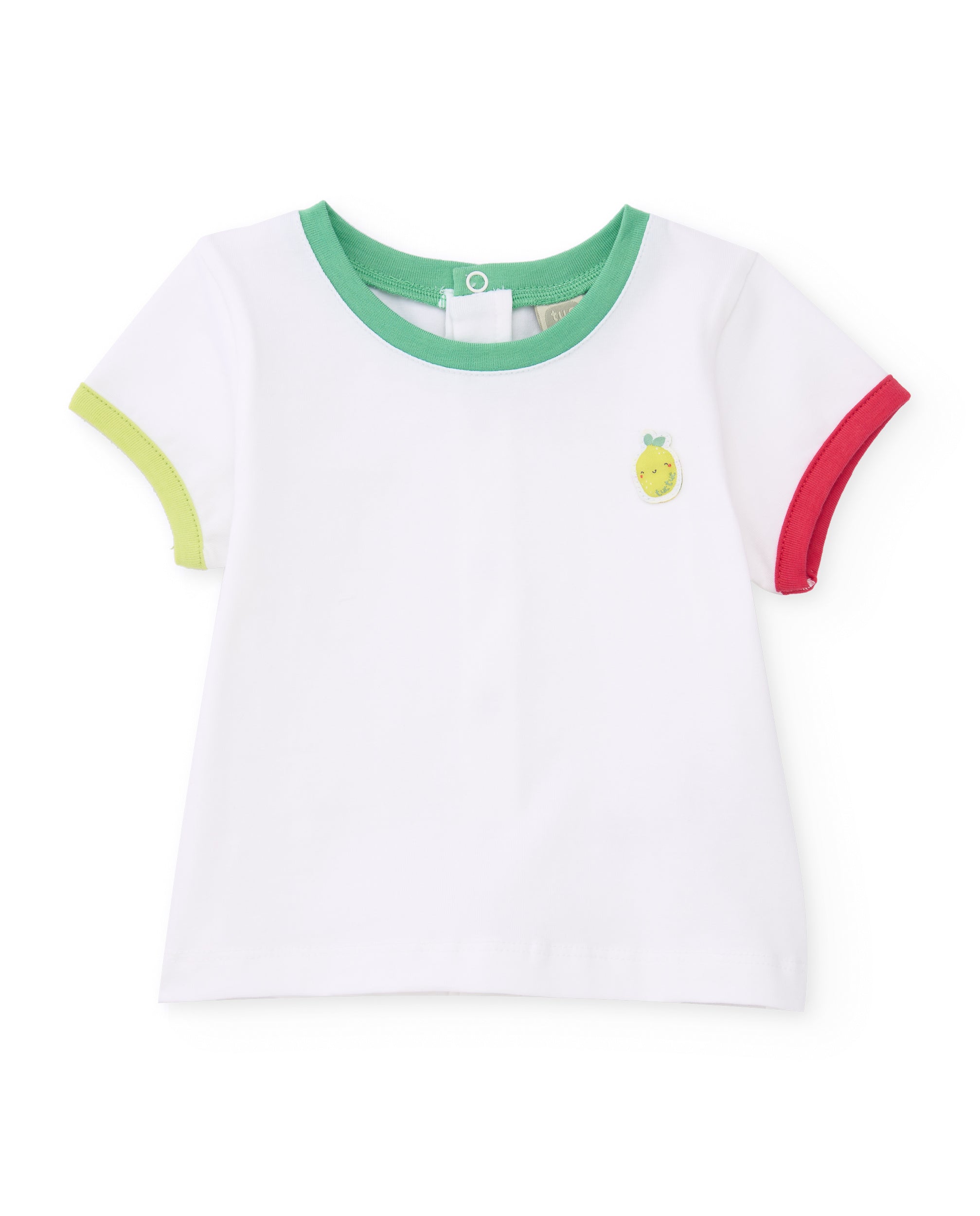 Tuc Tuc completo neonato rosso salopette frutta maglia