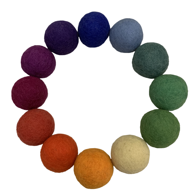 Papoose Toys Arcobaleno set 12 palline feltro 5 cm