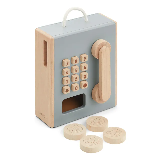 Liewood Rufus Coin Telephone gioco infilo legno blu 12 mesi+