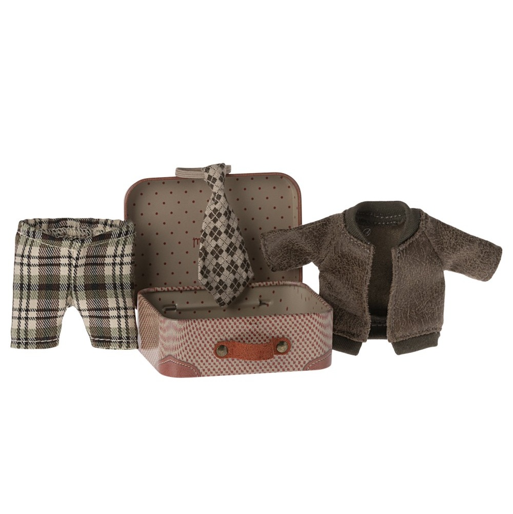 Maileg Nonno Topo Completo Giacca in Valigia Cotone