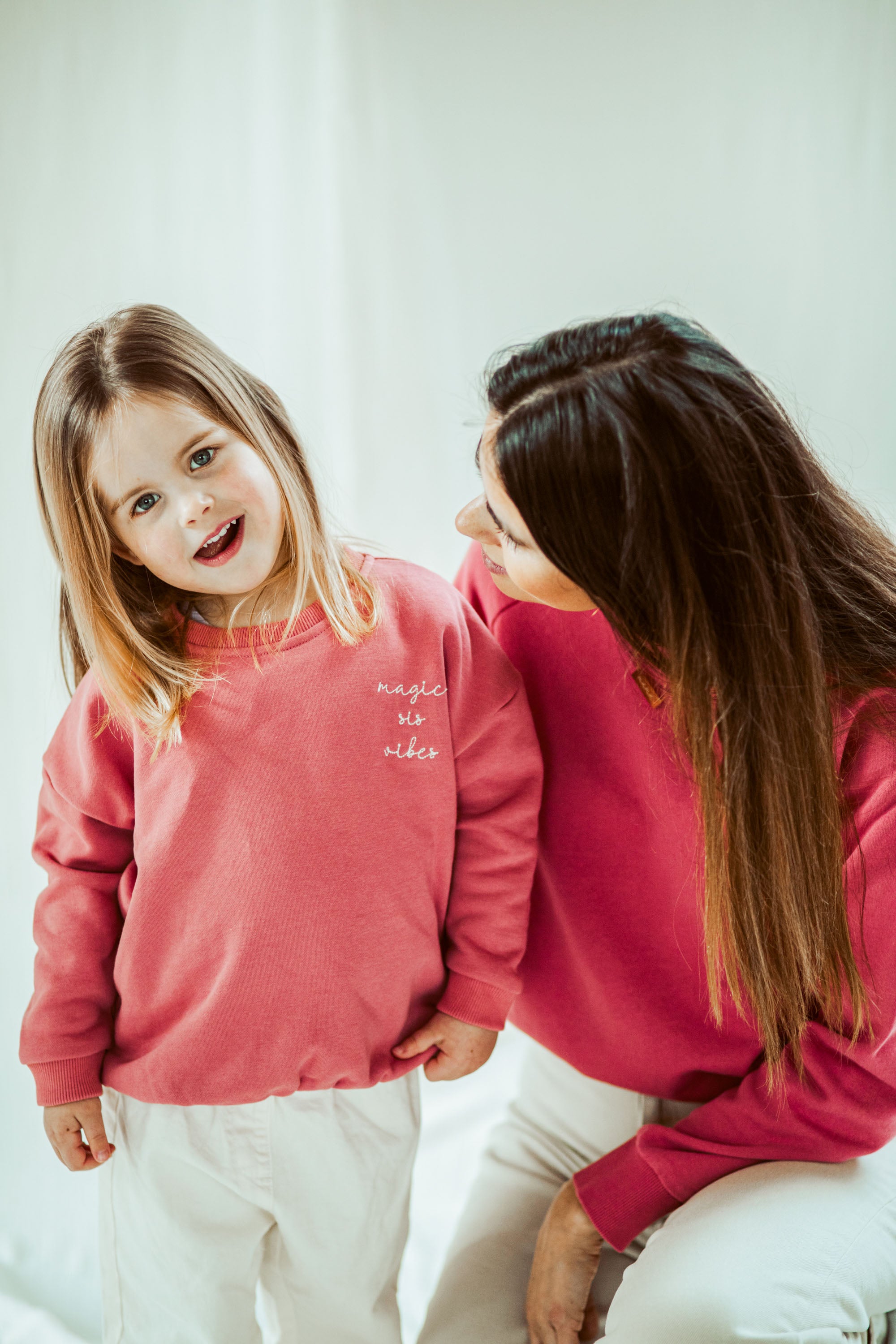 Ella and Rapha Sis felpa bambina lampone loose fit cotone