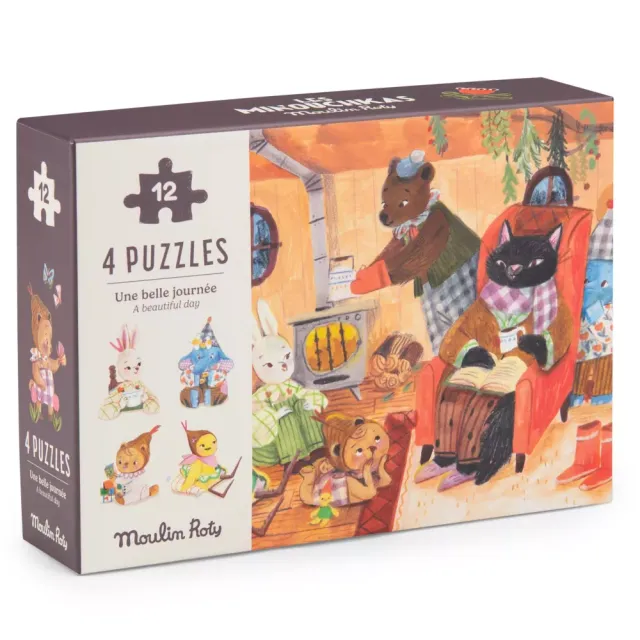 Moulin Roty Les Minouchkas puzzle 4x12 pezzi giornata