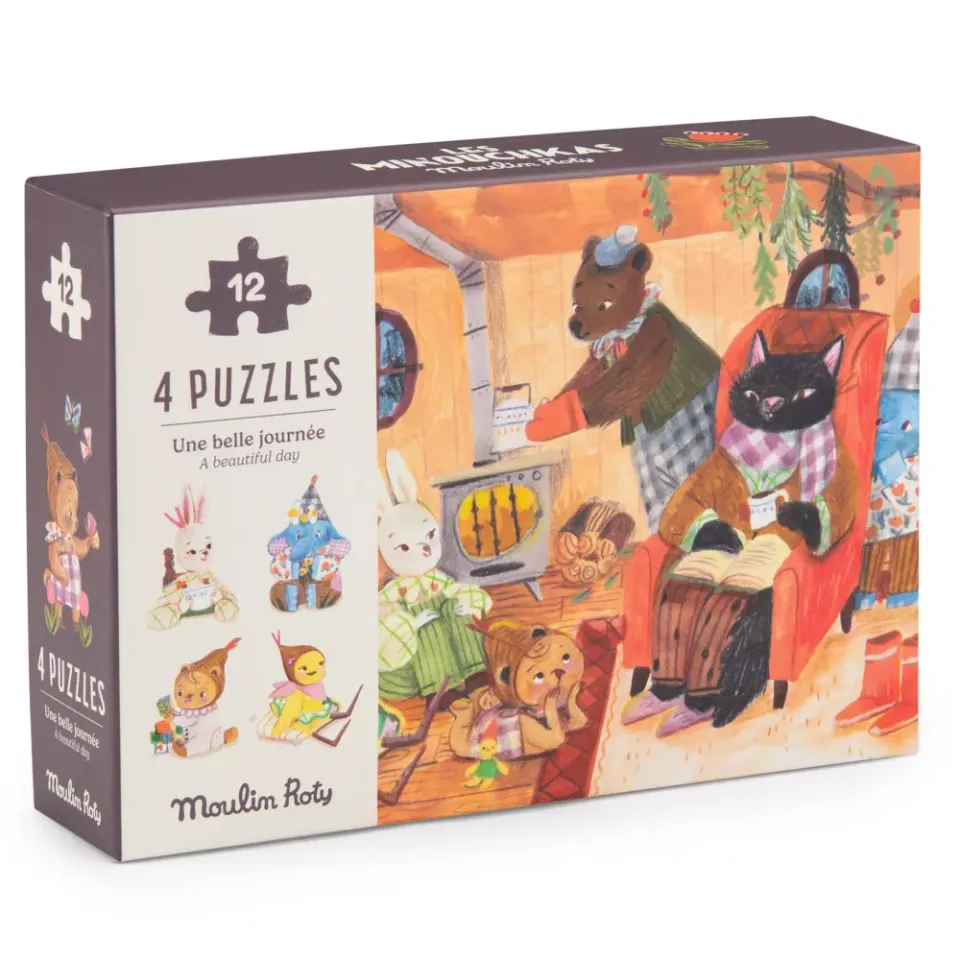 Moulin Roty Les Minouchkas puzzle 4x12 pezzi giornata