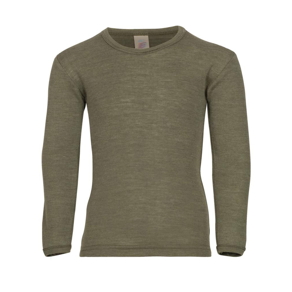 Engel Nature Olive maglia lana seta manica lunga