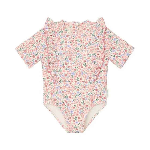 Little Dutch costume mare bambina rosa fiori UPF 40+ manica corta