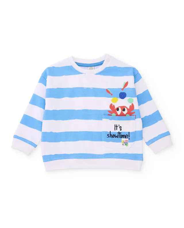 Tuc tuc felpa bambino righe blu con granchio