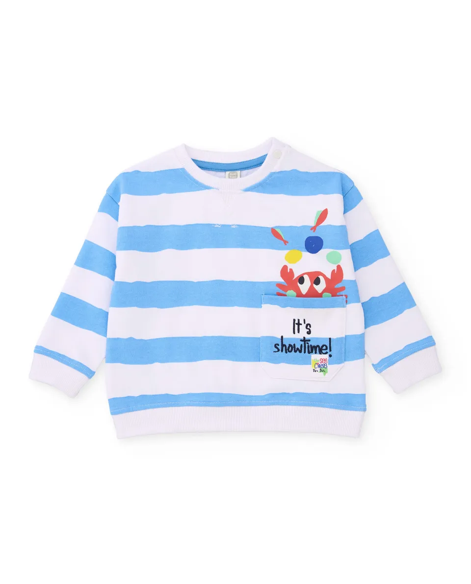 Tuc tuc felpa bambino righe blu con granchio