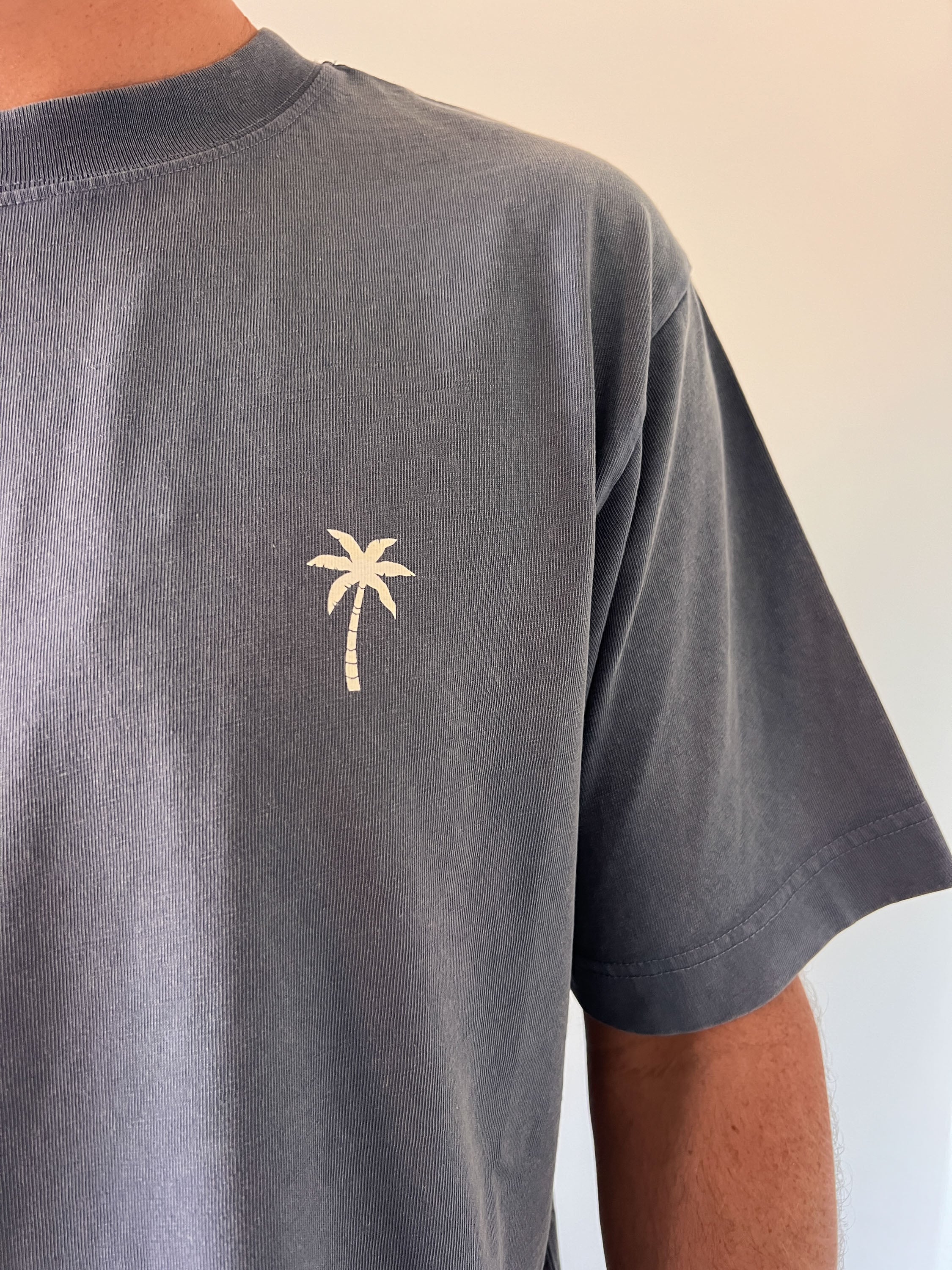 Ella and Rapha Palmtree t-shirt grigia loose fit cotone