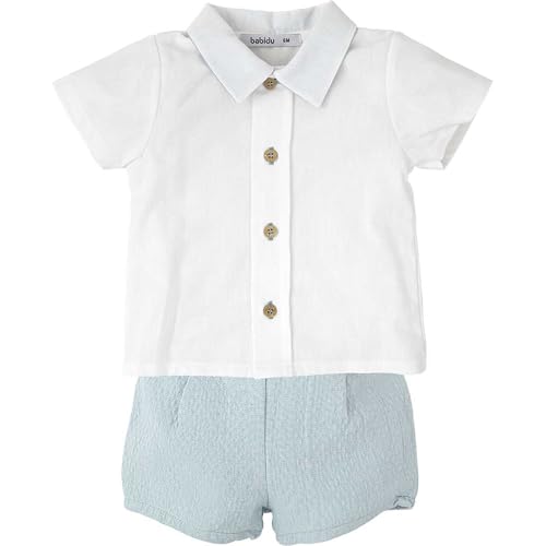 Babidu completino camicia bianca neonato 9 mesi cotone