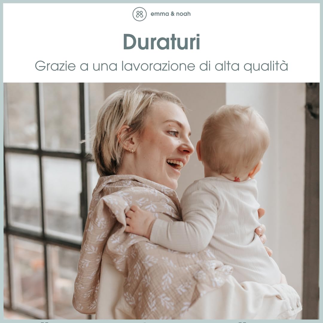 emma & noah Panni Neonato Cotone Bio 70x70 Pois Blu 2 Pz