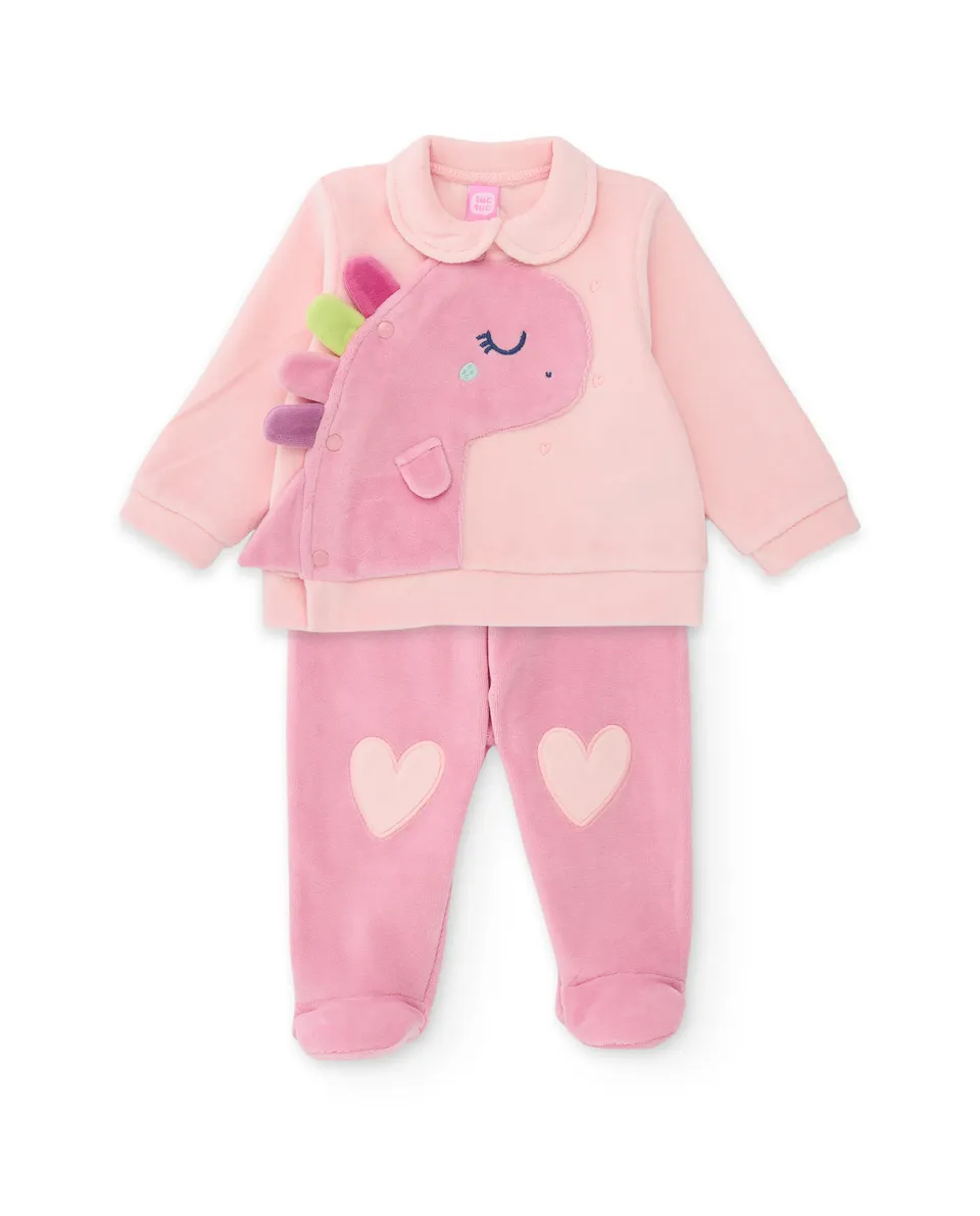 Tuc Tuc Roar Dino Tutina Neonata Rosa 2 pezzi