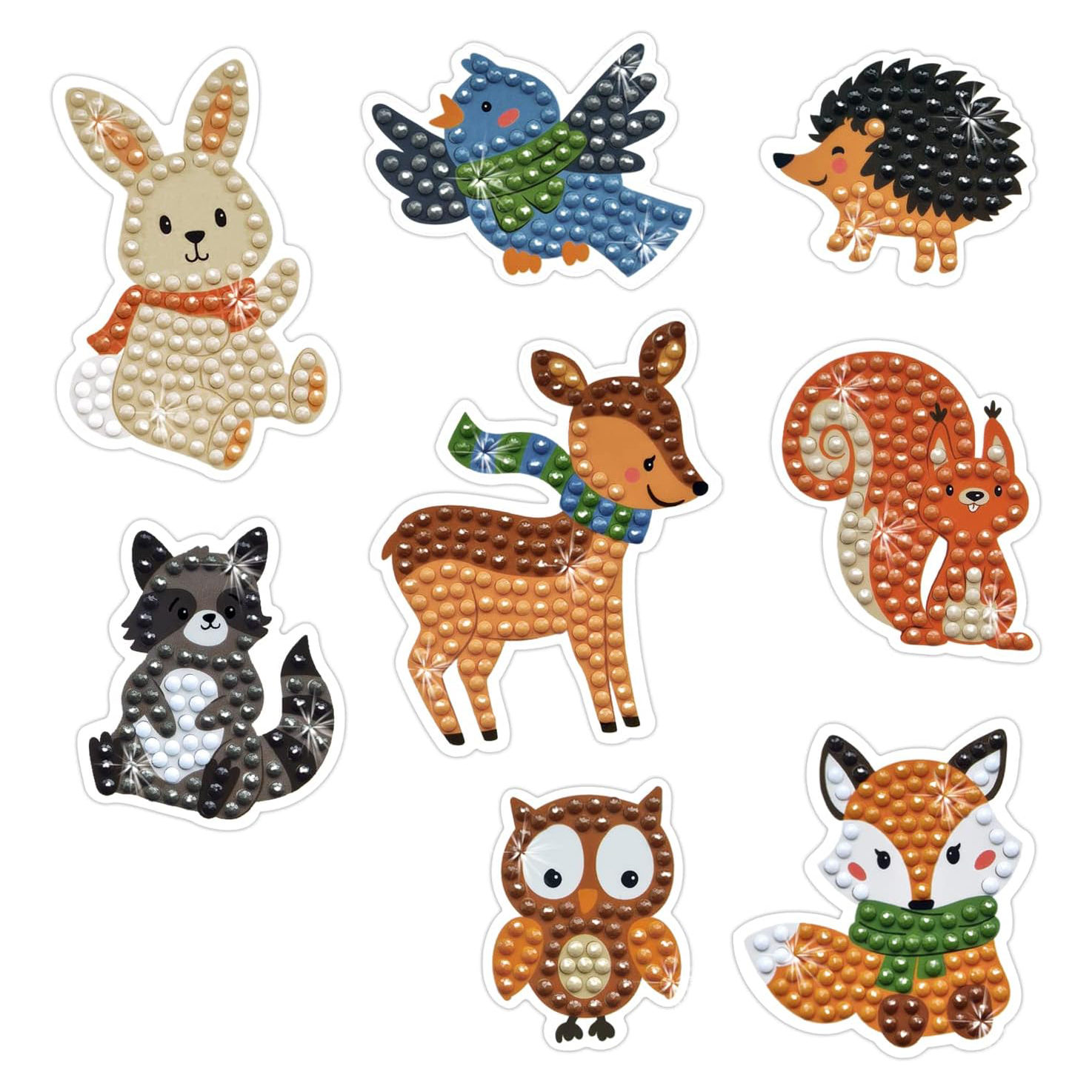 URSUS sticker con gemme animali del bosco kit 2 fogli