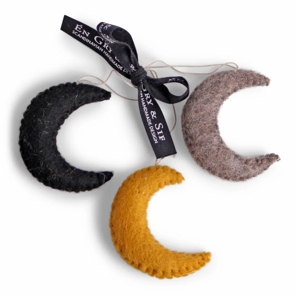 Gry & Sif 3 Lune Halloween decorazioni feltro lana