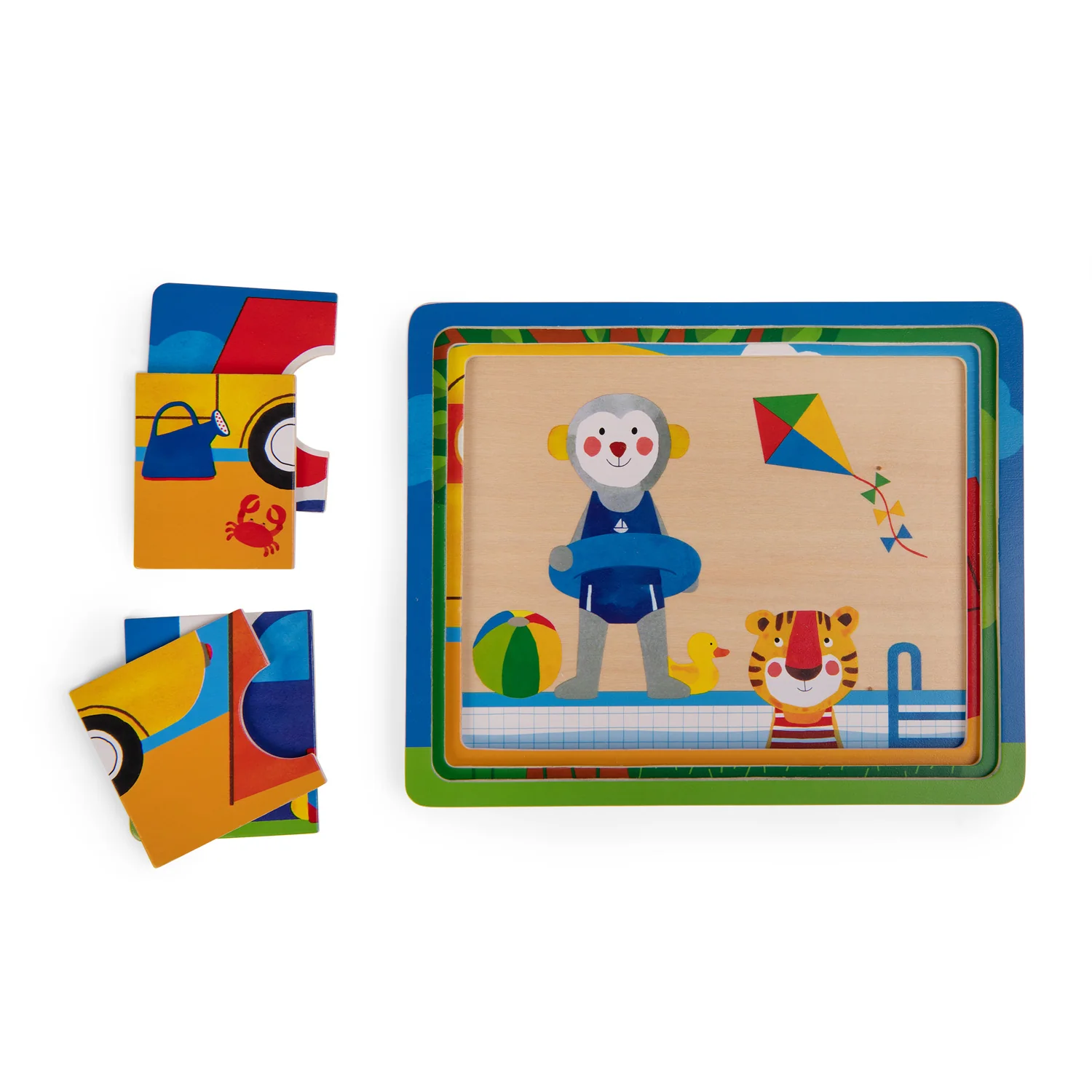 Moulin Roty Les Popipop puzzle legno 3 livelli 22x18 cm