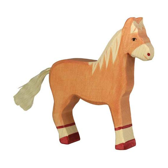 Holztiger Cavallo Biondo figura legno dipinta a mano