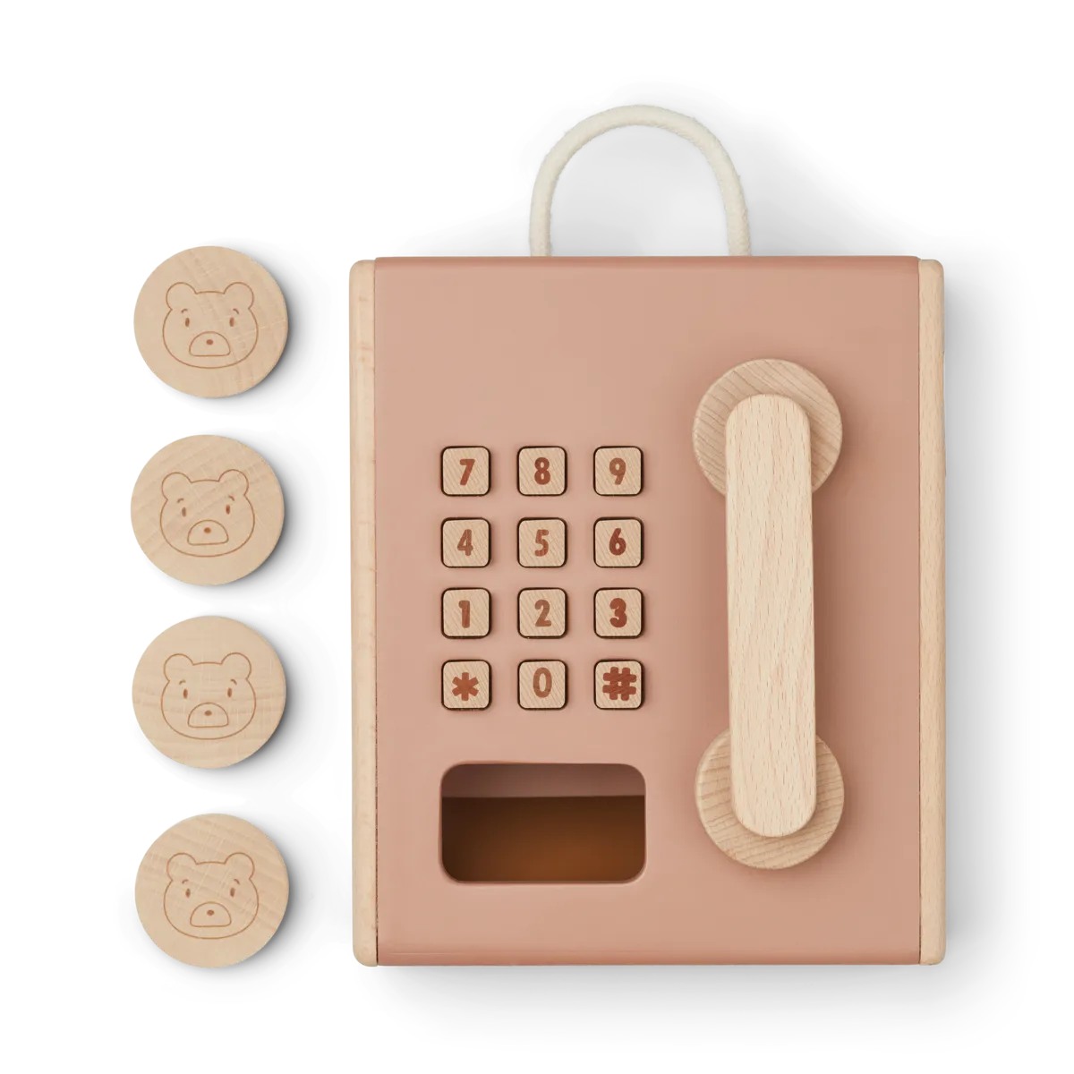 Liewood Rufus Coin Telephone rose telefono giocattolo legno