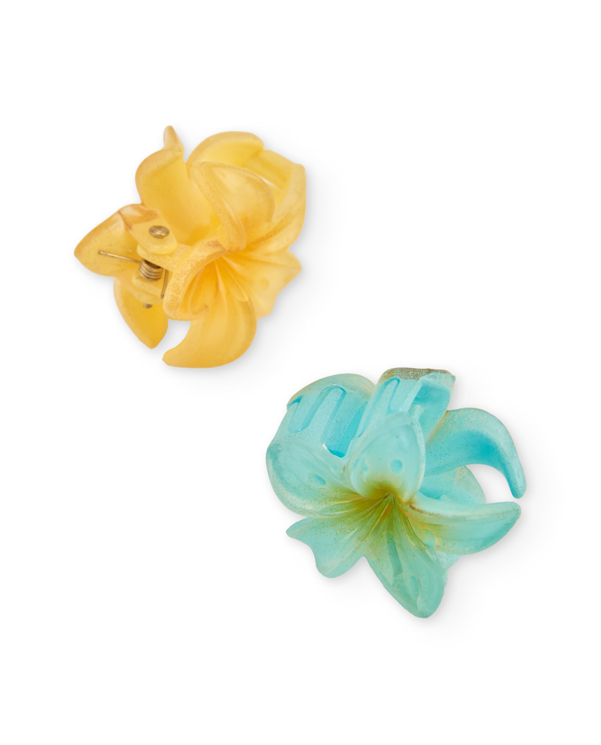 Tuc tuc mollette capelli bambina gialle fiore set 2 pezzi