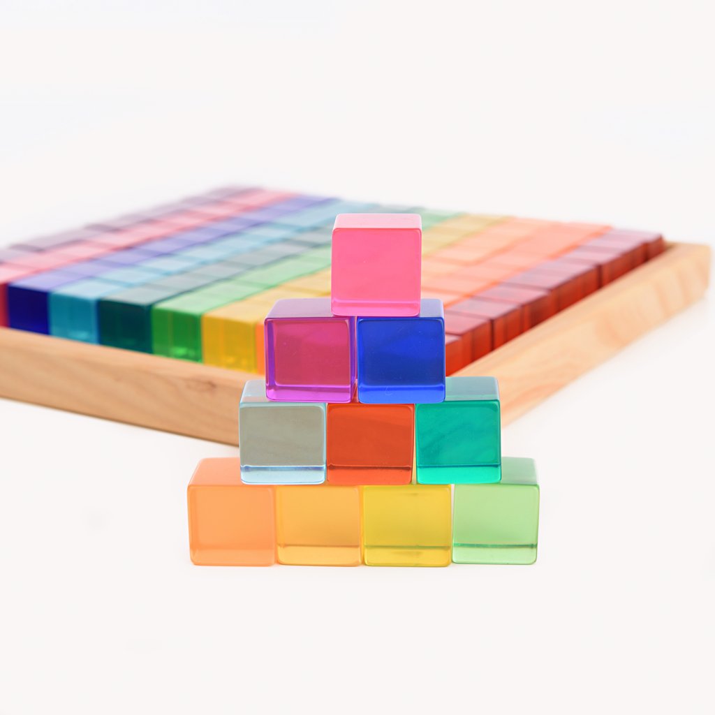 Bauspiel 100 cubi acrilici costruzioni con vassoio