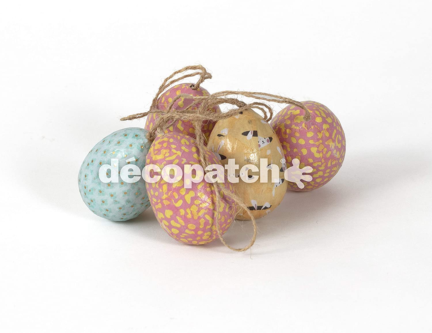 Decopatch uova cartapesta da appendere set 5 pz