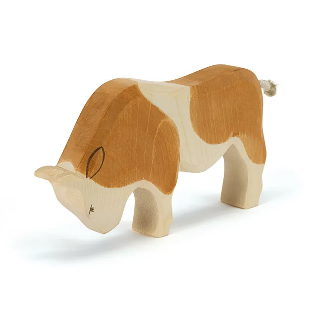 Ostheimer Toro Pezzato Marrone Figura Legno 10,5 cm