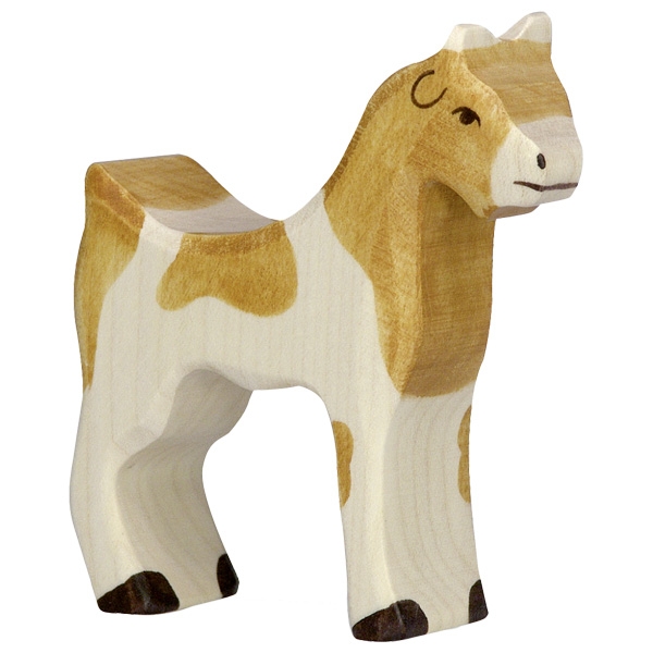 Holztiger Capra in piedi figura in legno dipinta a mano