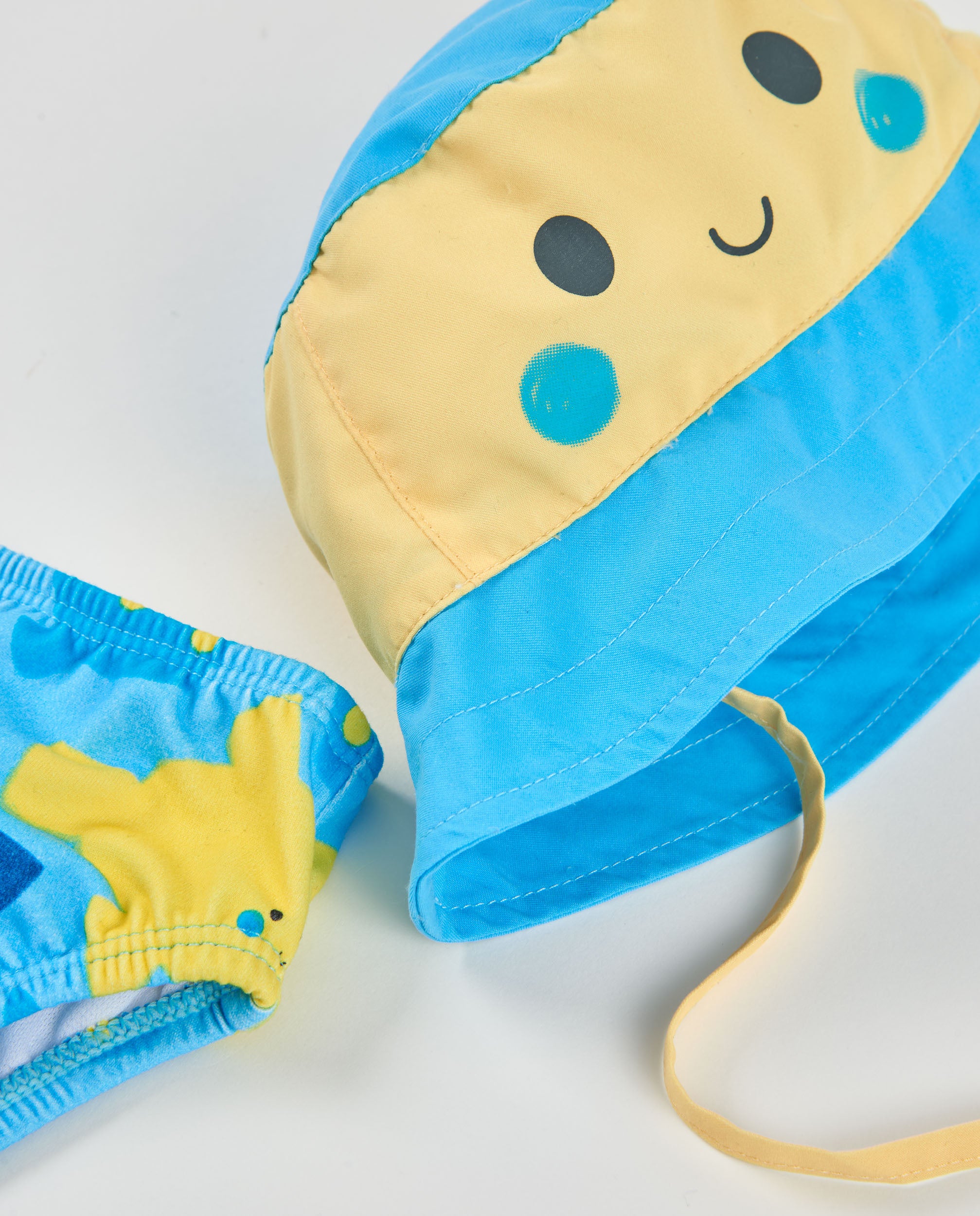 Tuc tuc set mare neonato blu costume cappello UPF 50+