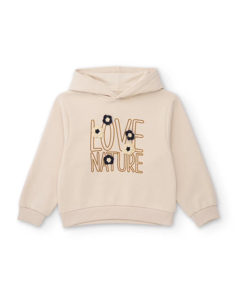 Tuc Tuc Lake House Love Nature felpa bimba ecru ricamo fiori