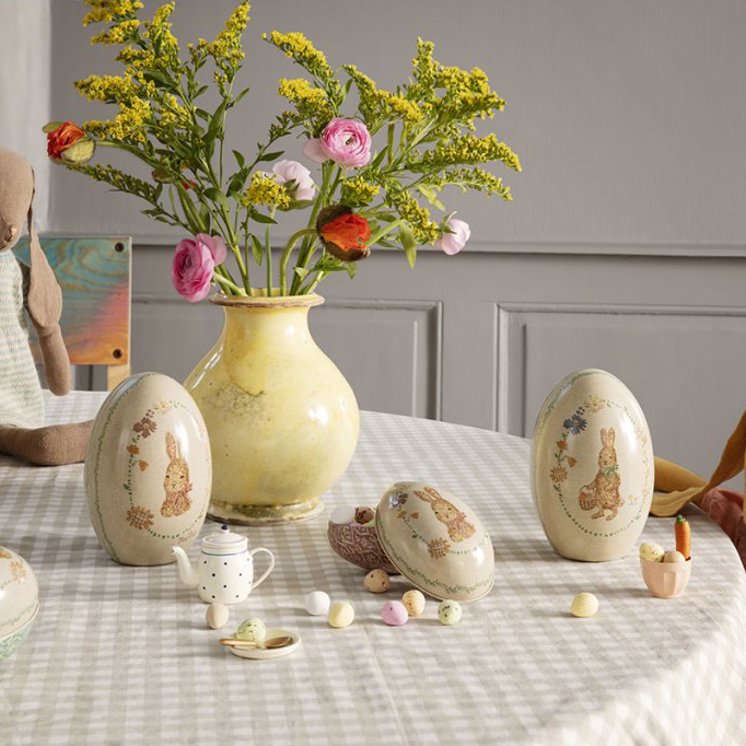 Maileg set 2 uova Pasqua metallo rosa 14 cm