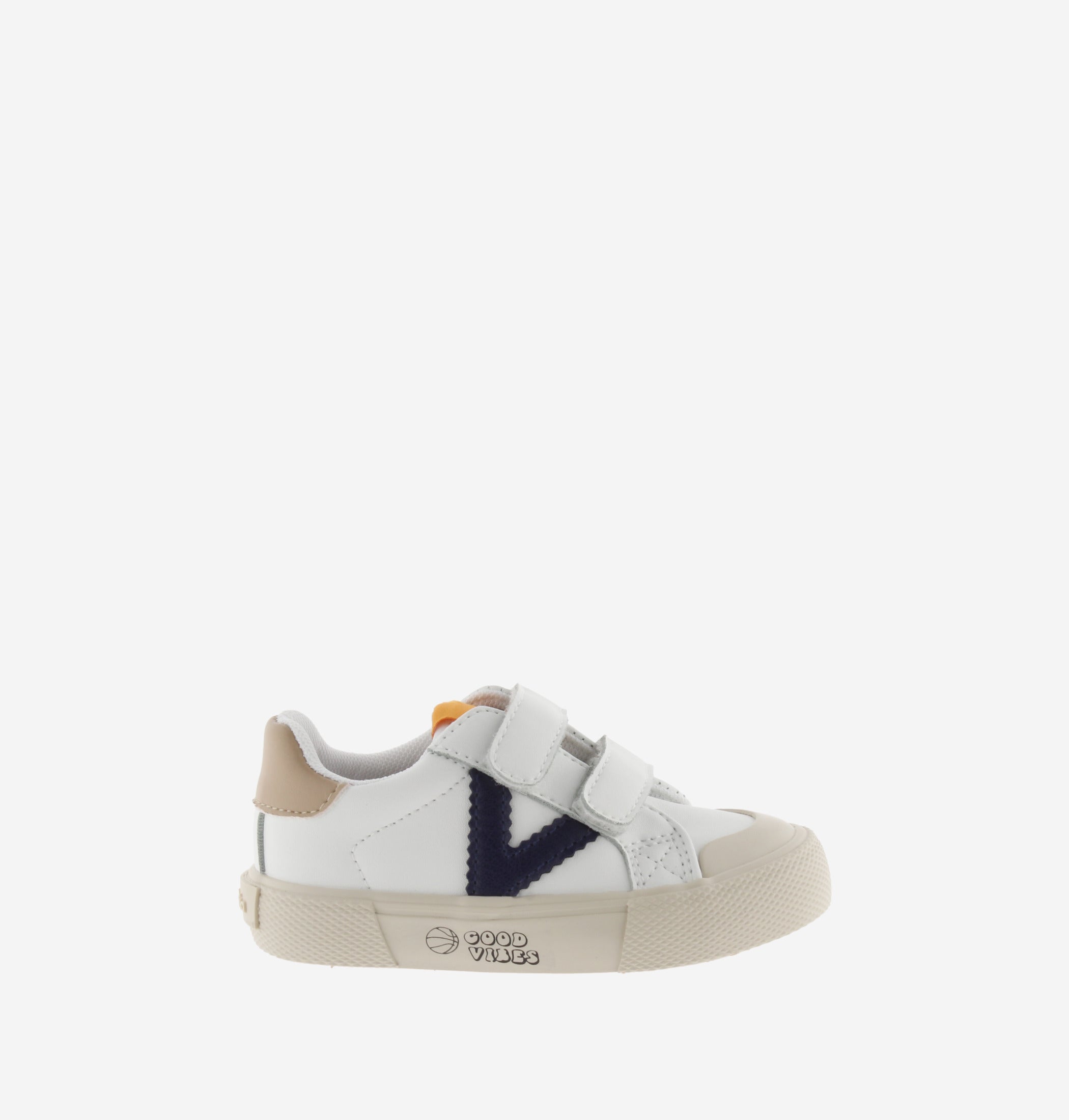 Victoria sneakers bianche V blu marino velcro bimba