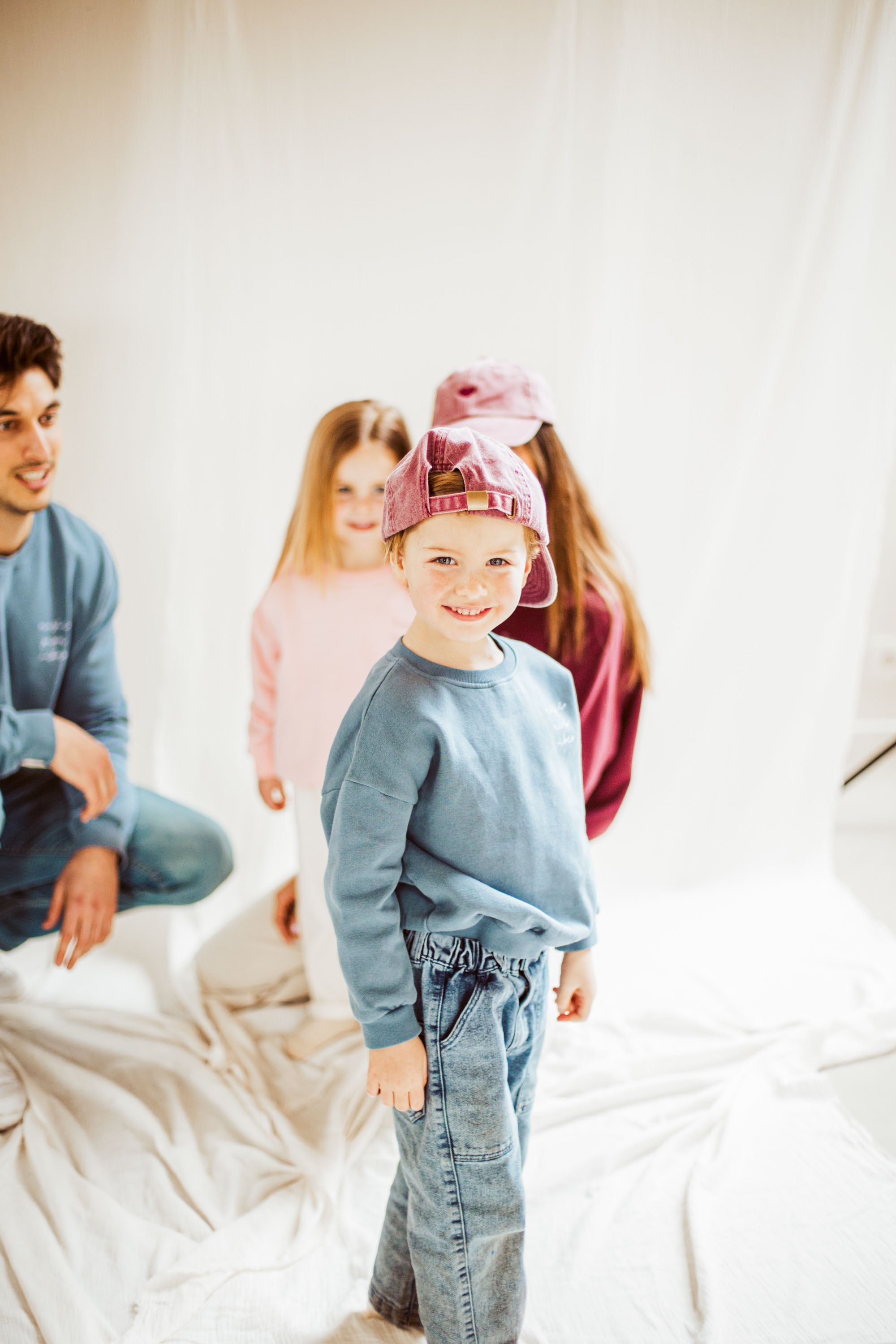 Ella and Rapha Mini felpa bambino blu petrolio loose fit