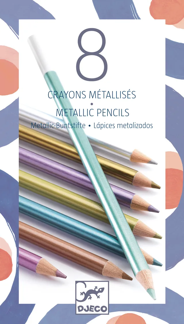 Djeco 8 matite colorate metallizzate da 3 anni