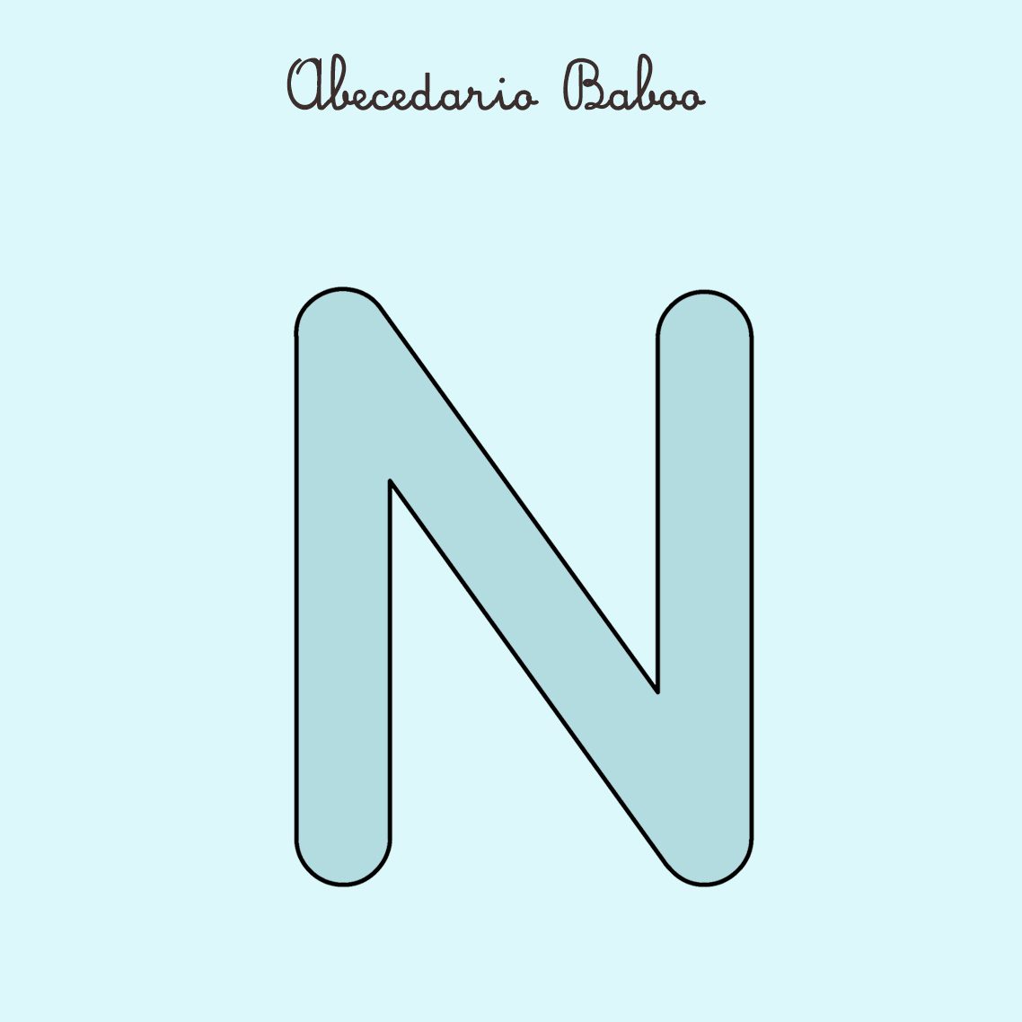 Baboo Abecedario lettera N schede PDF A4