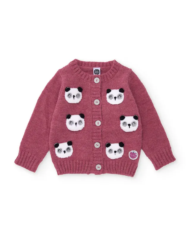 Tuc Tuc NY Fun cardigan bimba viola panda ricamato