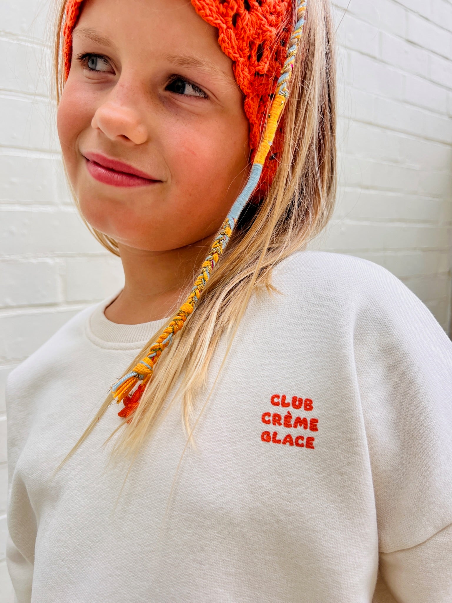 Ella and Rapha Little Club Creme Glace felpa avorio bimbi