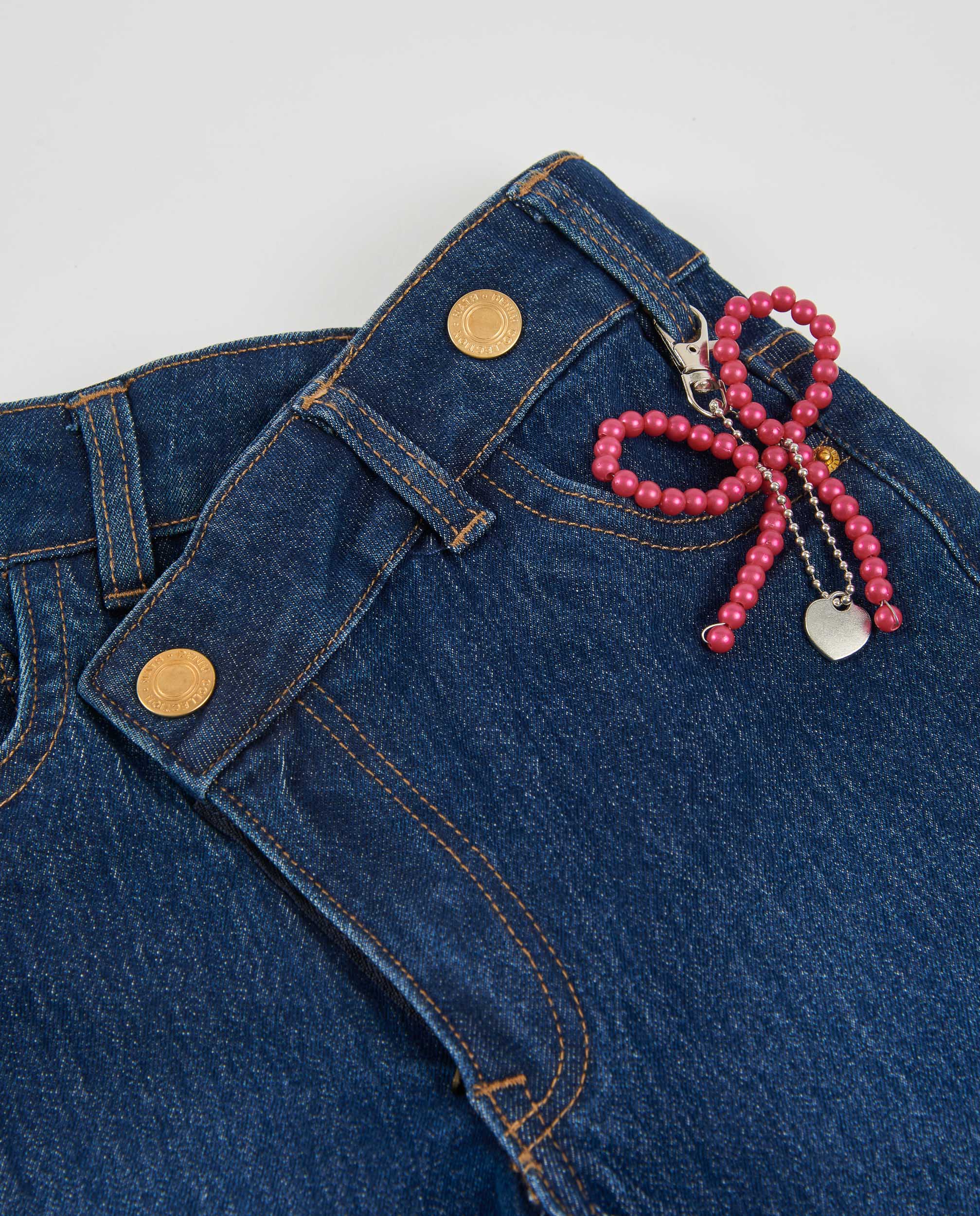 Tuc Tuc jeans bambina dritti denim blu fiocco perline