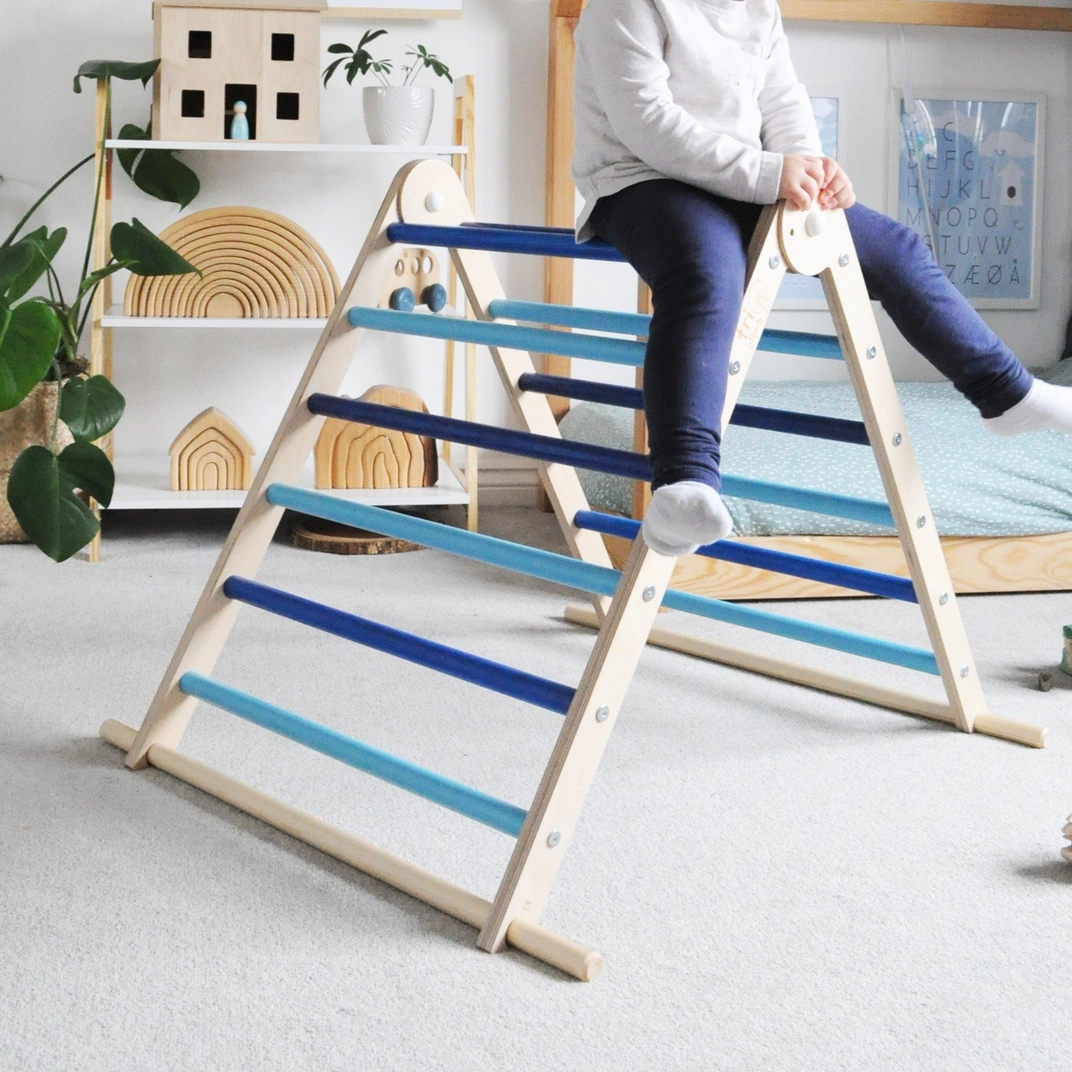 Triclimb Triangolo Pikler legno scala arrampicata blue richiudibile