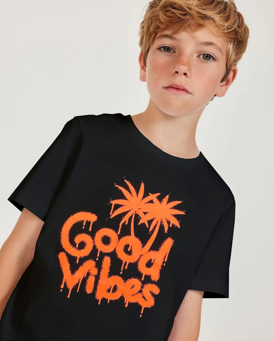 Tuc Tuc Good Vibes maglietta bambino nera palme