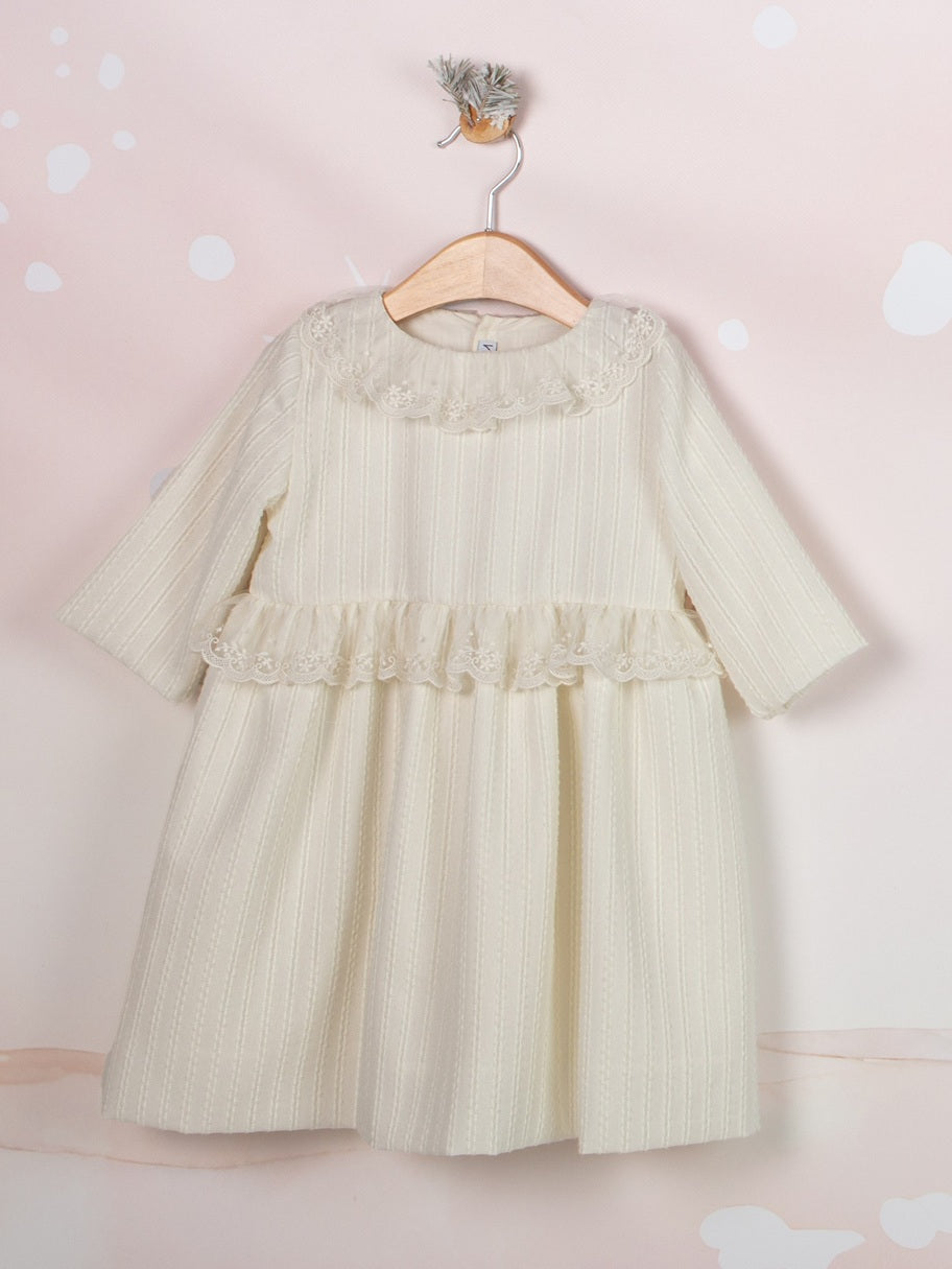Mebi vestito bambina color osso in pizzo