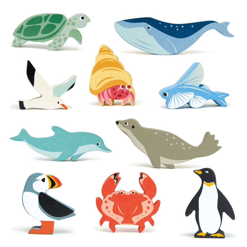 Tender Leaf Animali del Mare set legno 10 pezzi con teca