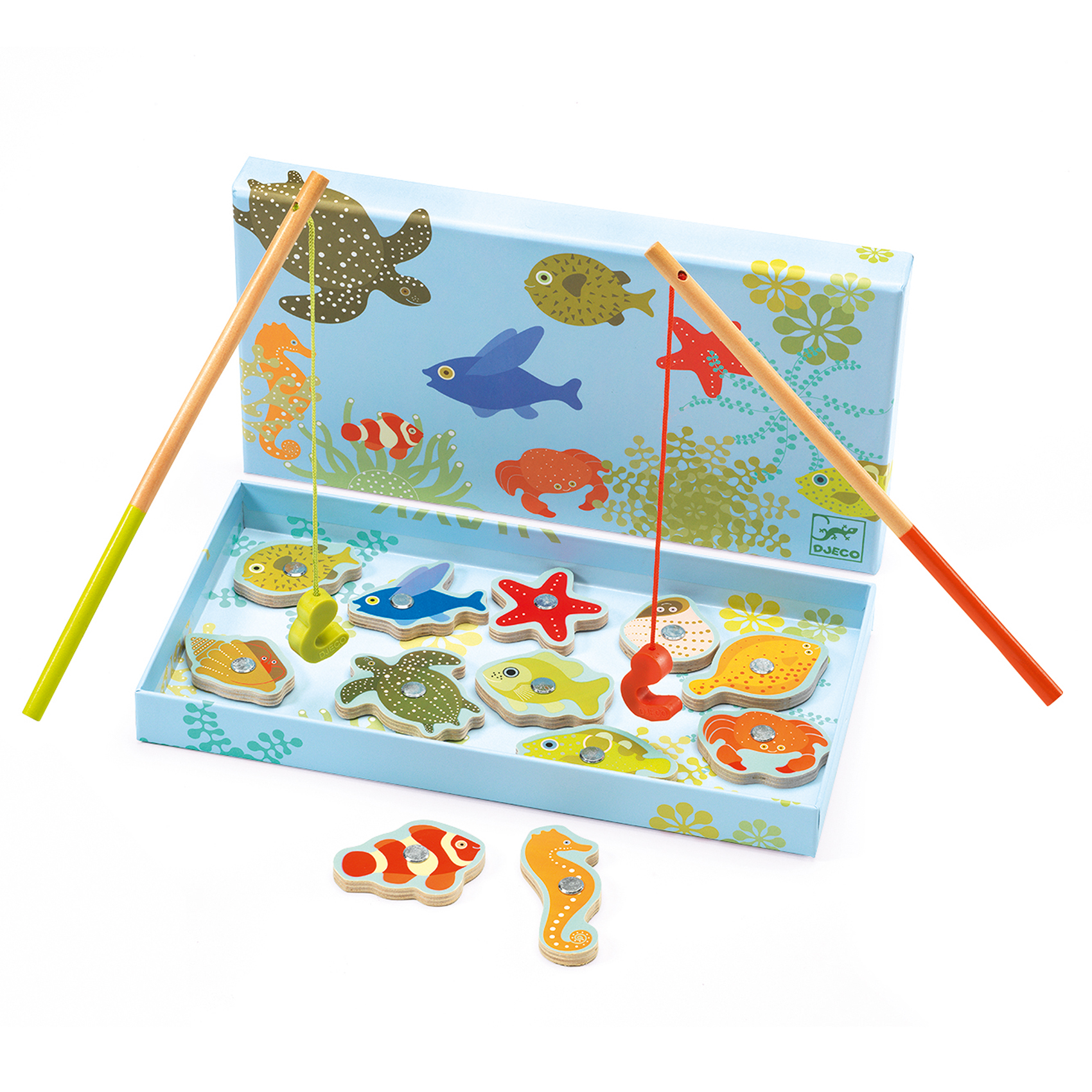 Djeco Fishing Tropic gioco pesca magnetica 2 canne legno