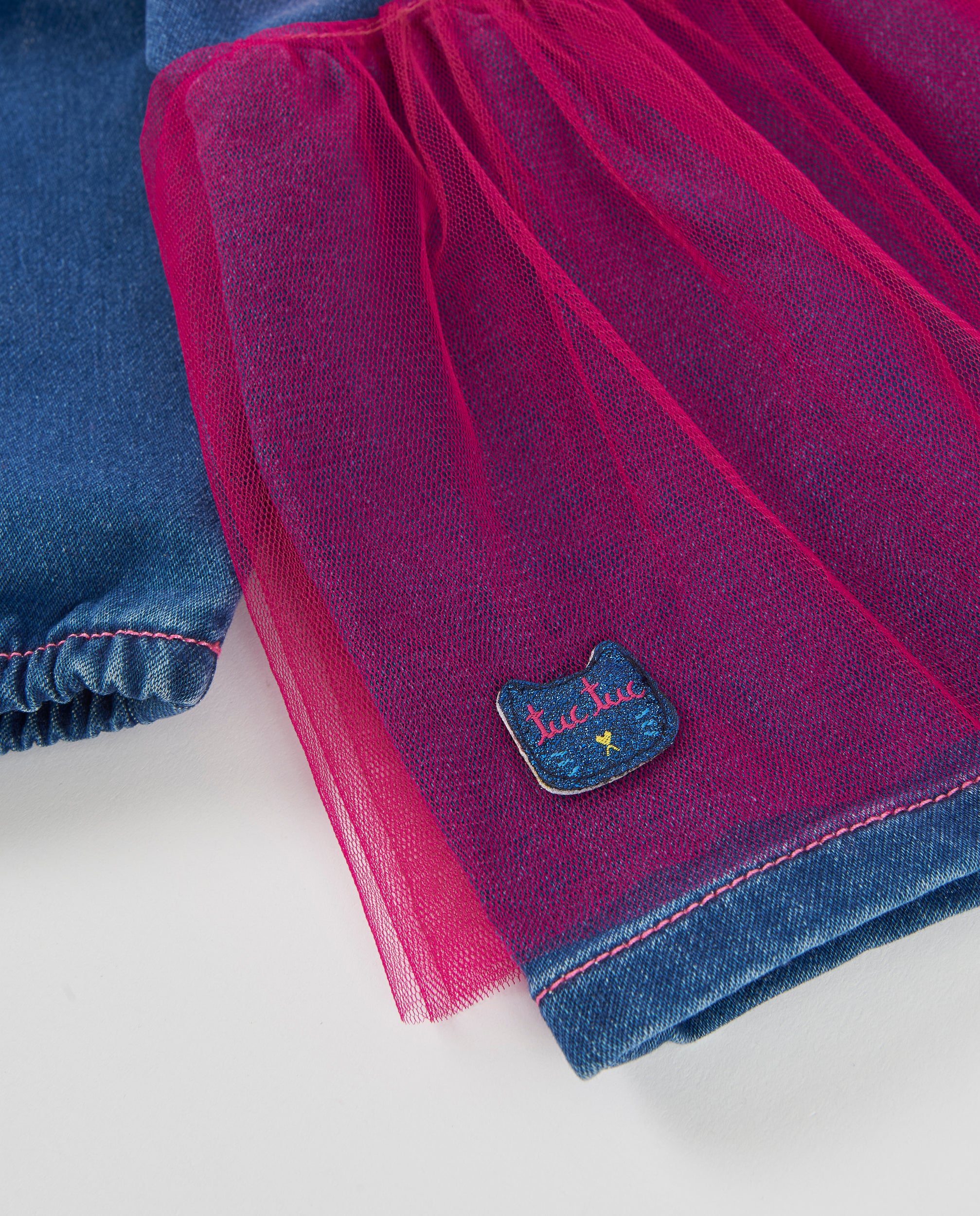 Tuc Tuc Meow Meow vestito bambina denim tulle blu