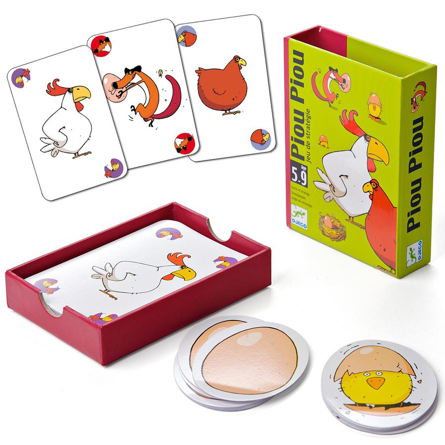 Djeco Piou Piou gioco di carte pollaio 2-4 giocatori