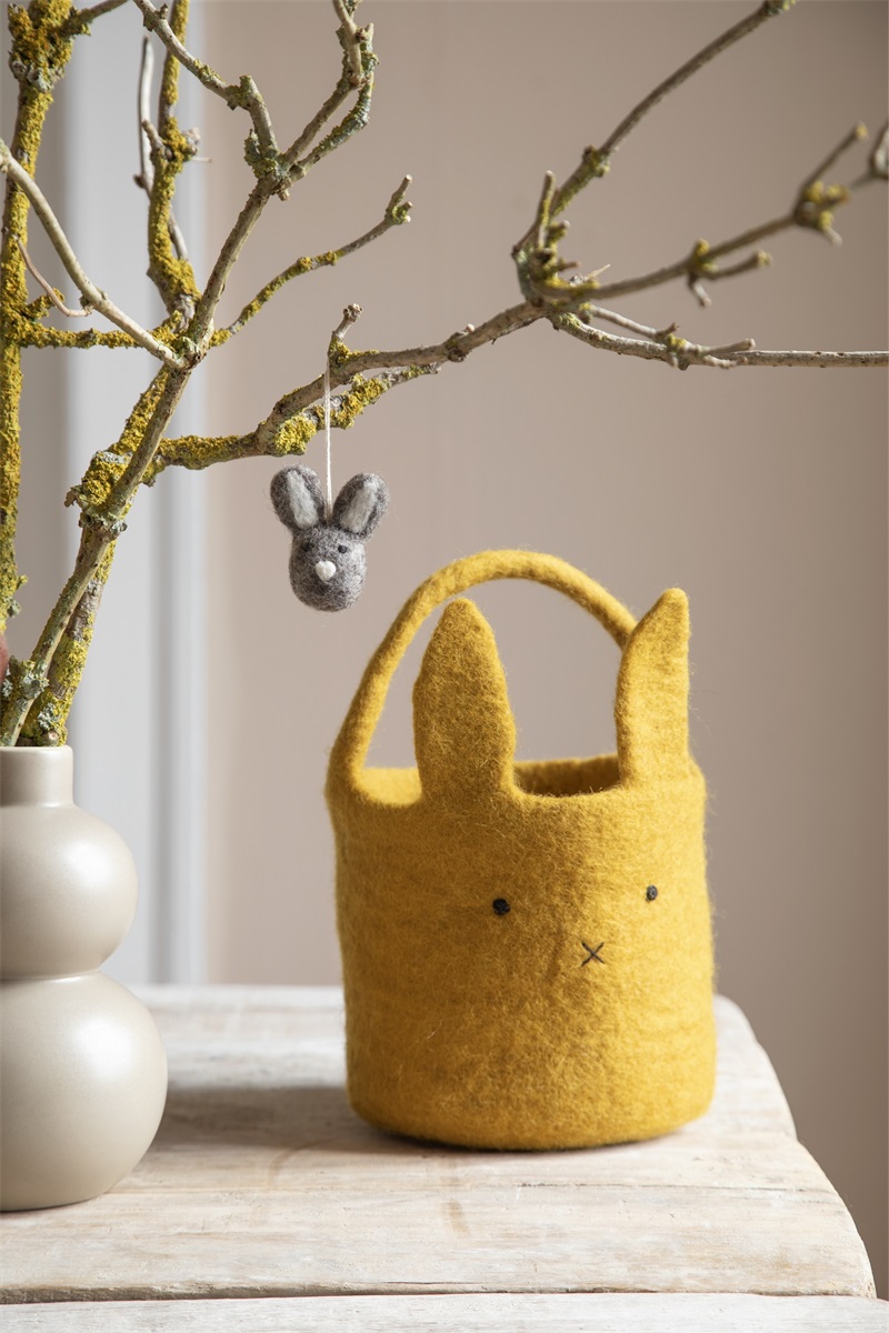 Gry & Sif Bunny Basket Cestino Feltro Ocra 15 cm